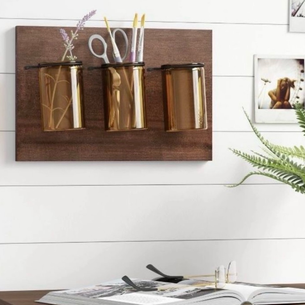 THRESHOLD Mason Jar Plaque Decor Candle Holder Multi-purpose Storage #1215246